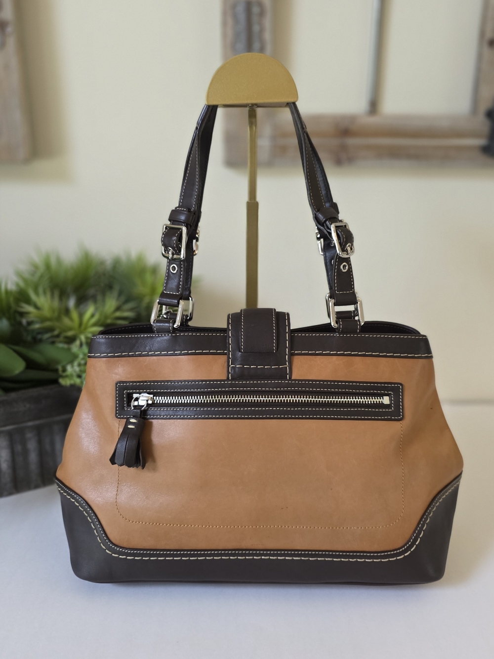 Vintage Coach Hamptons Carryall Tote Leather Suede Signature Shoulder Bag - Picture 5 of 16